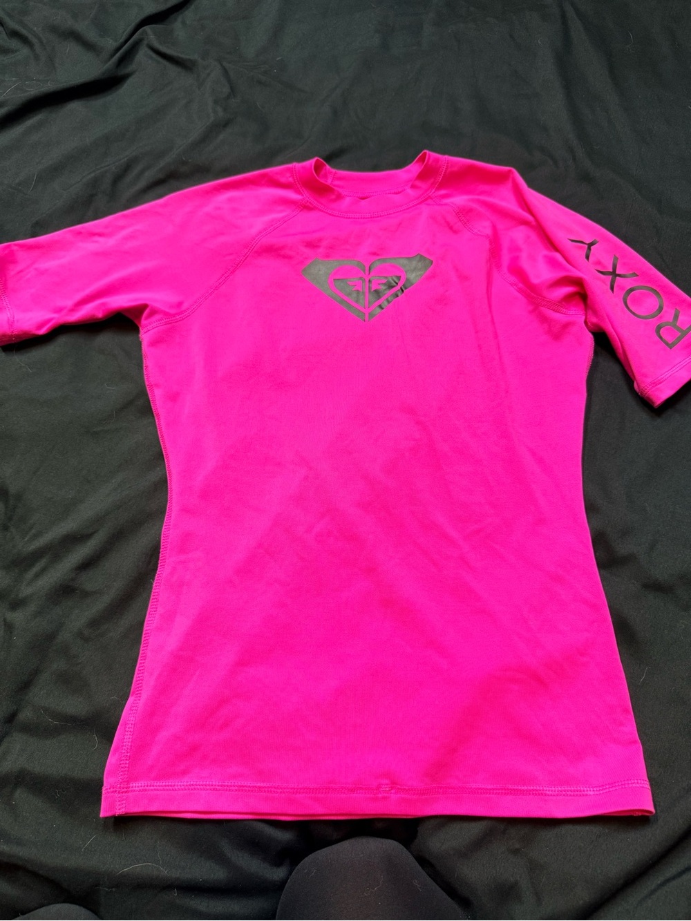 Roxy Girls' Neon Pink Short-Sleeve Logo Rash Guard